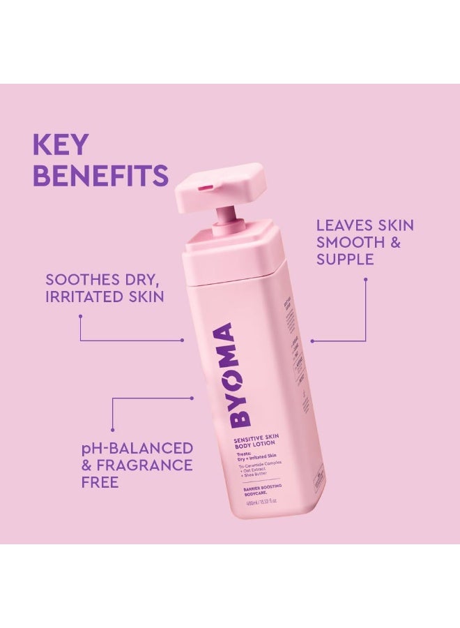BYOMA Sensitive Body Lotion (400ml) For Sensitive, Dry and Irritated Skin - Fragrance-Free Moisturiser with Oat Extract and Shea Butter - Soothes and Relieves Itching - Skin Barrier Support - Image 3